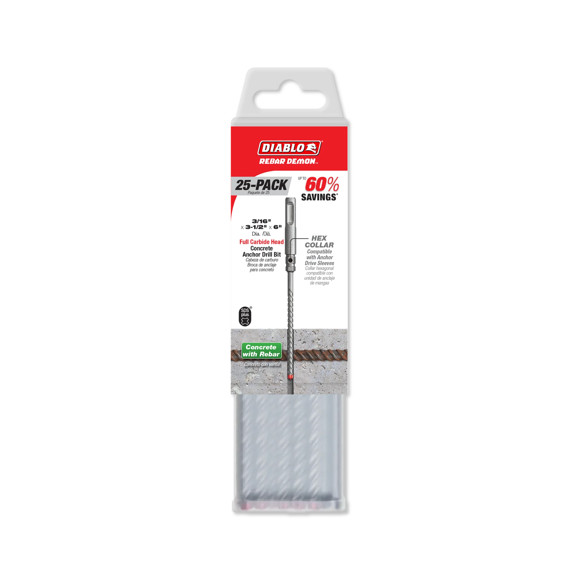 DIABLO DMAPL2920-P25 3/16"X3-1/2"X6" SDS PLUS CONCRETE